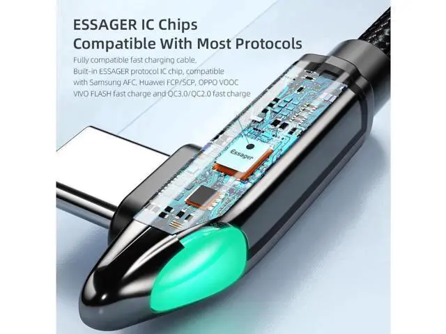 Alt view image 7 of 7 - 66W USB C to USB C Cable Right Angle 90 Degree 6A PD QC 4.0 Type C to Type C Cable Super Fast Charging USB C Cable(3.3ft, 1 Pack)