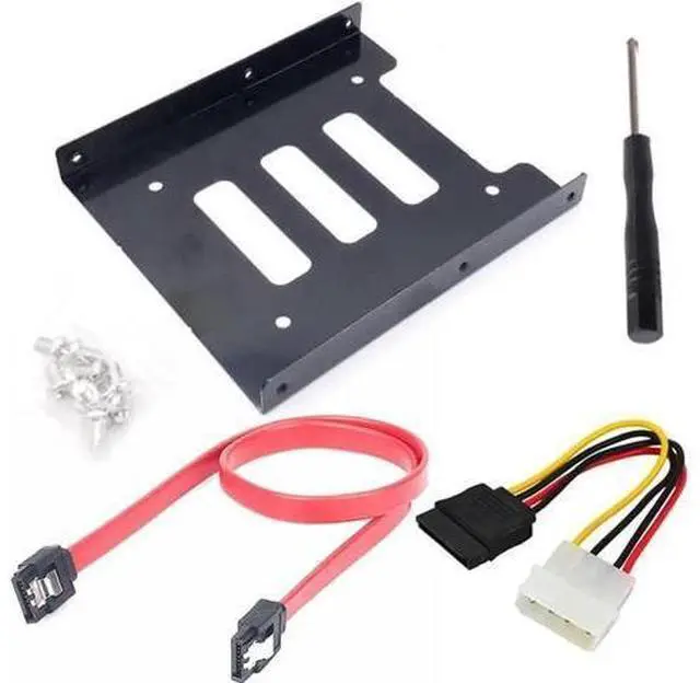 Main image of 2.5 to 3.5 Inch Hard Disk Metal Bracket Adapter HDD Holder with IDE 4P Male to SATA 15 Pin Cable SATA 3.0 Cable for Desktop PCSSD Server (Red)