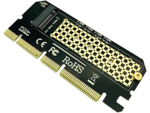 Alt view image 3 of 5 - PCIE to M2 Adapter PCI Express PCI E 3.0 X4 X8 X16 to M.2 NGFF M Key Connector M2 Nvme PCIE SSD Heatsink SSD Riser Card with LED