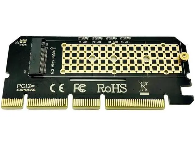 Alt view image 4 of 5 - PCIE to M2 Adapter PCI Express PCI E 3.0 X4 X8 X16 to M.2 NGFF M Key Connector M2 Nvme PCIE SSD Heatsink SSD Riser Card with LED
