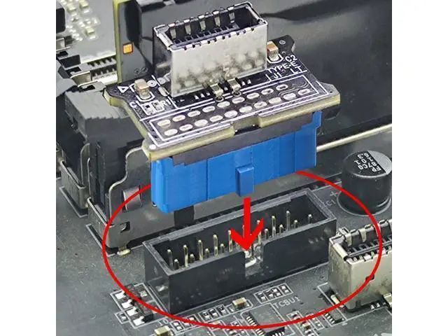 Alt view image 3 of 5 - USB 3.0 Front 19PIN to USB 3.1 Gen 2 Type-C Front Panel Header Type-E 20 to 19 Pin Adapter for Computer Mainboard