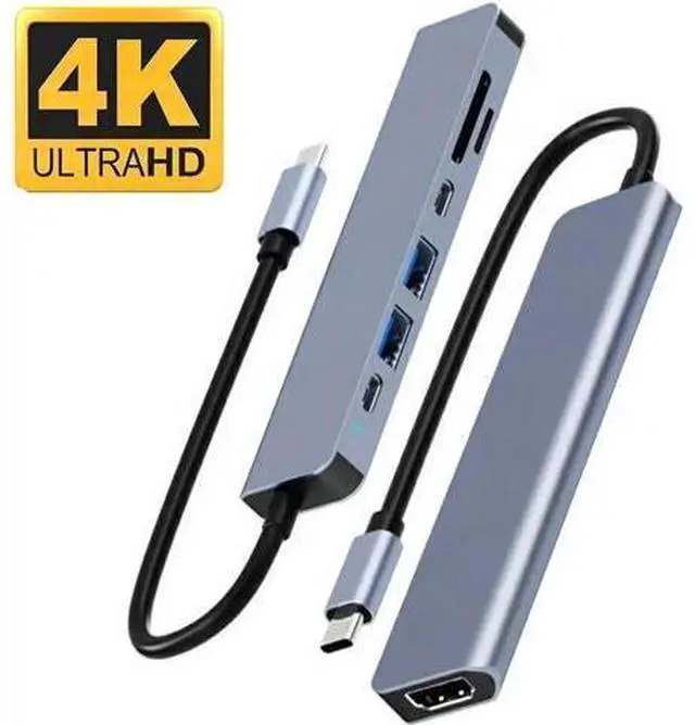 Main image of USB C Hub, USB Hub to HDMI Multiport, USB C Dongle Adapter 7 in 1 with 4K HDMI Output, 2*USB 3.0 Ports,SD/Micro SD Card Reader,100W PD, USB C Data Port For Type C Devices