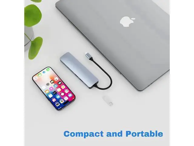 Alt view image 2 of 7 - USB C Hub, USB Hub to HDMI Multiport, USB C Dongle Adapter 7 in 1 with 4K HDMI Output, 2*USB 3.0 Ports,SD/Micro SD Card Reader,100W PD, USB C Data Port For Type C Devices