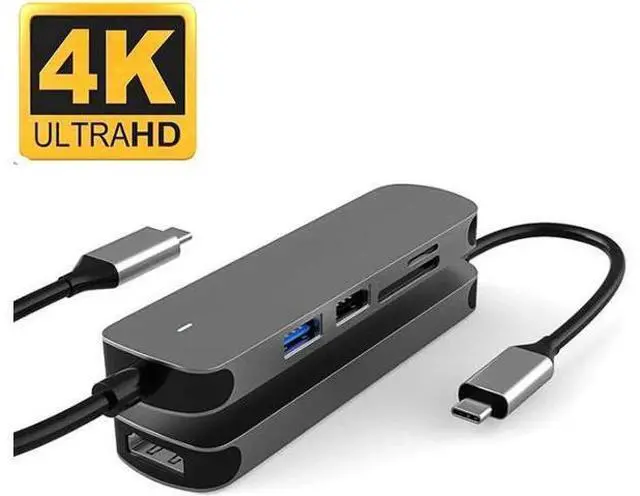 Main image of USB C Hub, 5 in 1 USB C Adapter, USB C Dongle with 4K to HDMI, USB 3.0/2.0 Ports, SD Card Reader, USB-C Hub for MacBook Pro, iPad Pro, XPS More Type C Devices