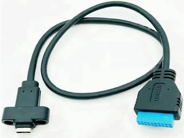 Alt view image 2 of 6 - Connectors USB3.0 20/19Pin to Type-C Single Port USB 3.1 Type C USB-C Female to USB 3.0 Motherboard 19pin Header Cable 50cm