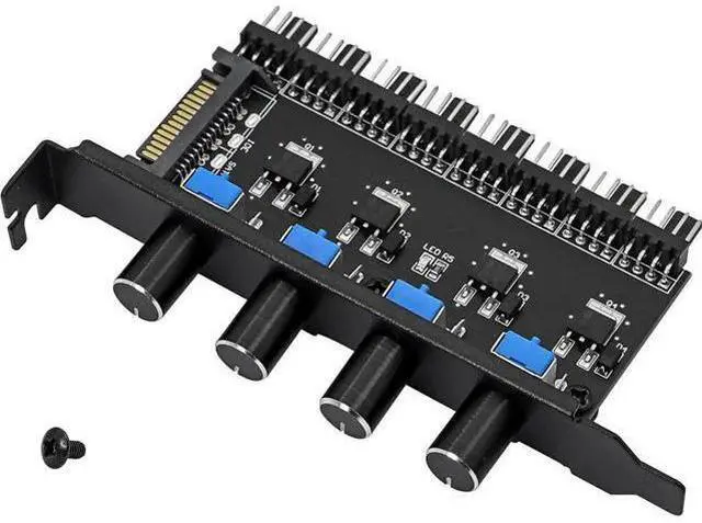 Main image of Knob Cooling Fan Speed Controller PC 8 Channels Fan Hub for CPU Case HDD VGA PWM Fan PCI Bracket 12V Fan Control- SATA Power Supply (SATA 4 Knob)