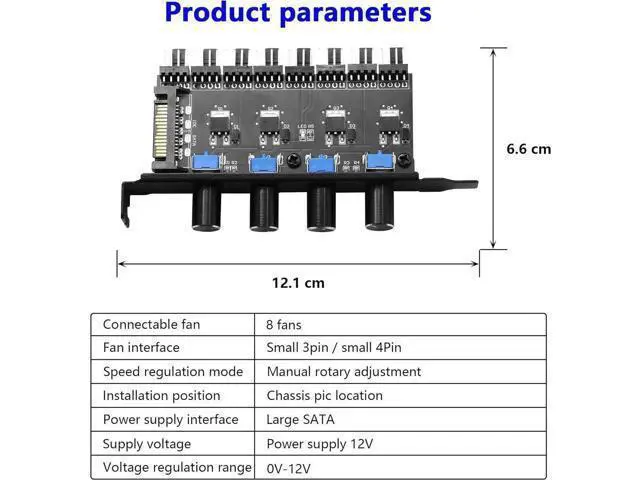Alt view image 4 of 7 - Knob Cooling Fan Speed Controller PC 8 Channels Fan Hub for CPU Case HDD VGA PWM Fan PCI Bracket 12V Fan Control- SATA Power Supply (SATA 4 Knob)