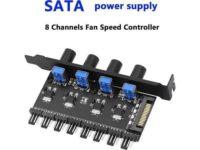 Alt view image 7 of 7 - Knob Cooling Fan Speed Controller PC 8 Channels Fan Hub for CPU Case HDD VGA PWM Fan PCI Bracket 12V Fan Control- SATA Power Supply (SATA 4 Knob)