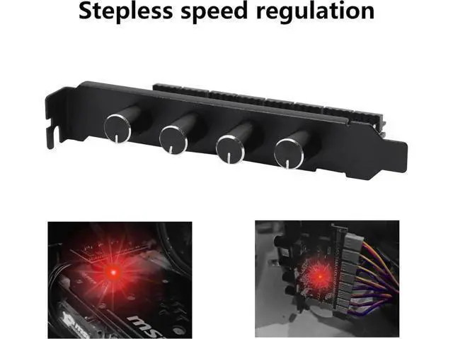 Alt view image 5 of 7 - Knob Cooling Fan Speed Controller PC 8 Channels Fan Hub for CPU Case HDD VGA PWM Fan PCI Bracket 12V Fan Control- SATA Power Supply (SATA 4 Knob)