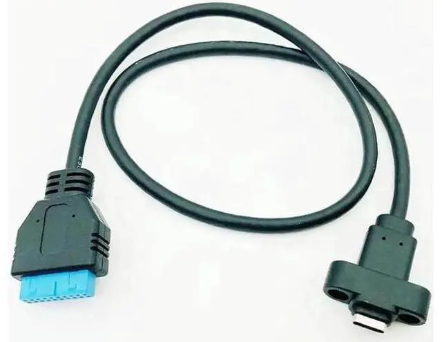 Alt view image 3 of 6 - Connectors USB3.0 20/19Pin to Type-C Single Port USB 3.1 Type C USB-C Female to USB 3.0 Motherboard 19pin Header Cable 50cm