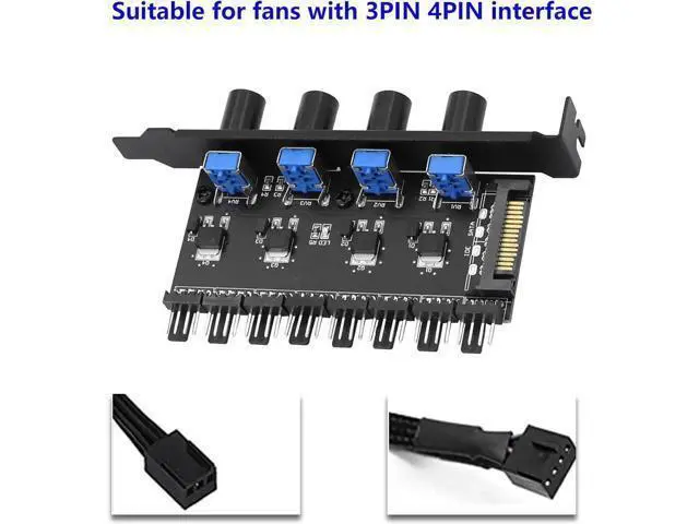 Alt view image 2 of 7 - Knob Cooling Fan Speed Controller PC 8 Channels Fan Hub for CPU Case HDD VGA PWM Fan PCI Bracket 12V Fan Control- SATA Power Supply (SATA 4 Knob)