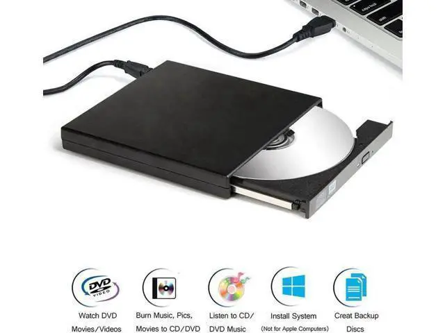 Alt view image 2 of 7 - External CD Drive for Laptop, USB2.0 Ultra-Slim Portable CD +/-RW ROM Burner/Writer Compatible with PC Desktop Windows 2000/XP/Vista/Windows7/Windows8(Black)