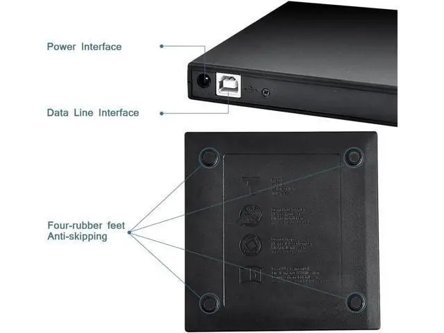 Alt view image 4 of 7 - External CD Drive for Laptop, USB2.0 Ultra-Slim Portable CD +/-RW ROM Burner/Writer Compatible with PC Desktop Windows 2000/XP/Vista/Windows7/Windows8(Black)
