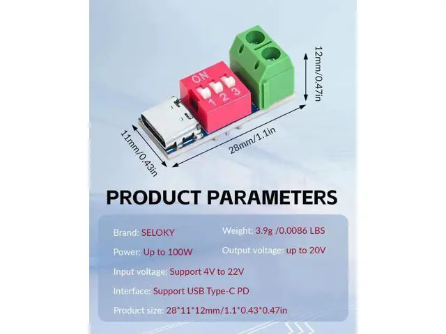 Alt view image 6 of 7 - 2PCS USB-C PD/QC Fast Charge Trigger Module & Decoy Board - Dual-Port Voltage selector (5V/9V/12V/20V Output) Charger Power Delivery Boost Module