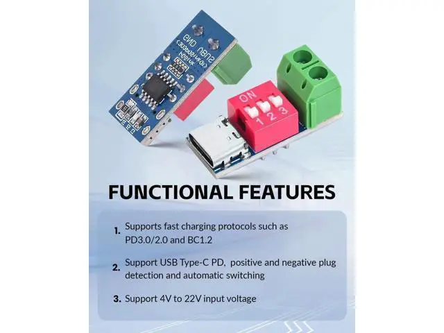 Alt view image 7 of 7 - 2PCS USB-C PD/QC Fast Charge Trigger Module & Decoy Board - Dual-Port Voltage selector (5V/9V/12V/20V Output) Charger Power Delivery Boost Module