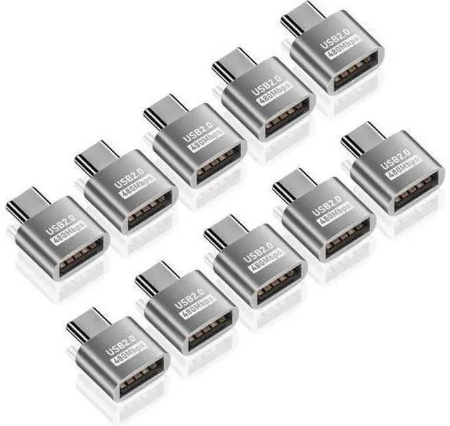 Main image of USB C to USB Adapter 10Gbps, Type C Male to A Female Extension Adapater Support Data Transfer and Charging for Phone, Laptop, USB Keyboard 4 Pack (Silver) 10 Pack