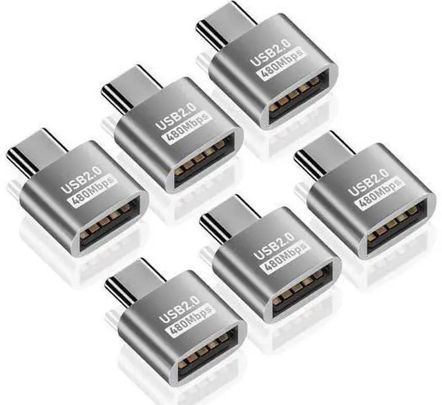 Main image of USB C to USB Adapter 10Gbps, Type C Male to A Female Extension Adapater Support Data Transfer and Charging for Phone, Laptop, USB Keyboard 6 Pack (Silver)