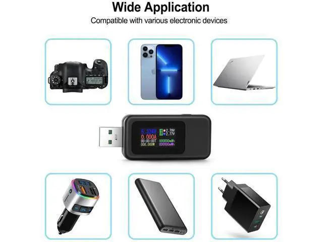 Alt view image 7 of 7 - USB Tester Multimeter Digital 4-30V 0-6.5A, QC 3.0 Power Meter Voltage and Current Tester Detector, Volmeter Ammeter Power Bank Capacity Tester with IPS Color Displa