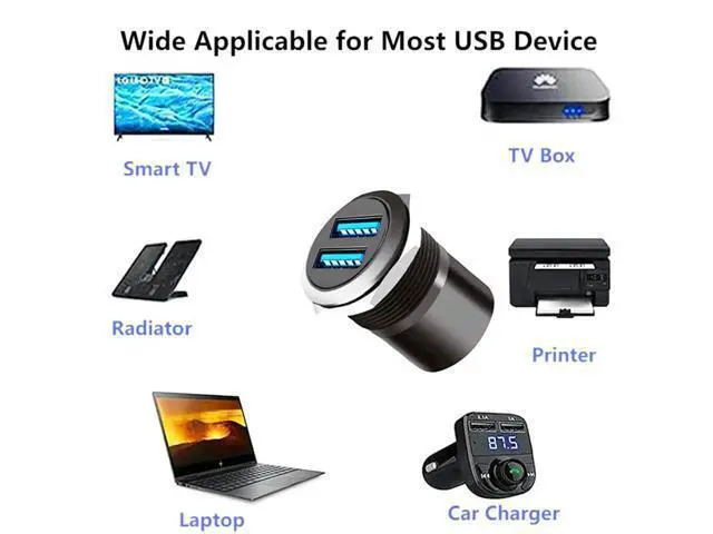 Alt view image 5 of 6 - Dual USB 3.0 Threaded Fixing Mount Adapter Round Connector 2 Female to 2 Female Converter 2 Ports USB 3.0 Mounting Socket 5Gbps 5V 2A for High-Speed Data Transfer Charging