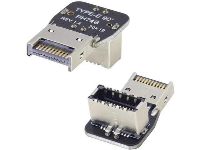 Alt view image 4 of 7 - 2Pack 90 Degree USB 3.2 Front Panel Internal Connector Down-Right Angle Type-E USB 3.1 Female to Male Front Panel Socket Adapter for Type-E Motherboard Extension Data Adapter(Type-E/Down)