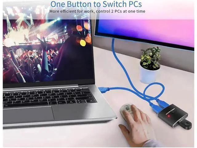 Alt view image 3 of 7 - Bi-Directional USB 3.0 HUB Printer Sharing Device Printer 2-Port Switching Converter Manual Splitter Switch Sharing, ,1 In 2 Out / 2 In 1 Out, Includes Two 3.3FT Data Cables