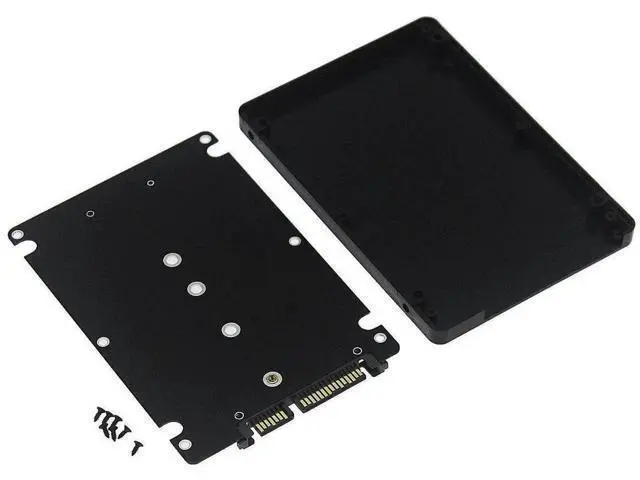 Alt view image 3 of 5 - B+M Key Socket 2 M.2 NGFF (SATA) SSD to 2.5" SATA Adapter Card with Case Fast-Black