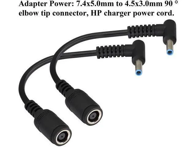 Alt view image 3 of 5 - 90 Degree Tip Laptop Power Cable DC 7.4mm x 5.0mm Female to 4.5mm x3.0mm Male Charging Connector DC Power Converter Cable DC Jack for HP Notebook Adapter Replacement Power Cord(15cm/2Pack)
