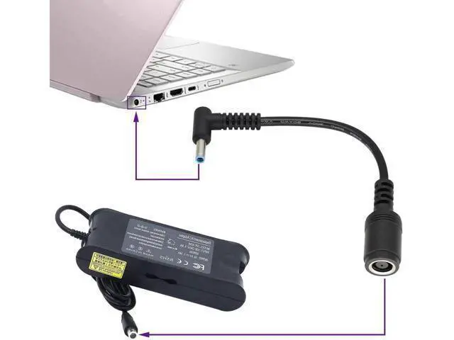 Alt view image 4 of 5 - 90 Degree Tip Laptop Power Cable DC 7.4mm x 5.0mm Female to 4.5mm x3.0mm Male Charging Connector DC Power Converter Cable DC Jack for HP Notebook Adapter Replacement Power Cord(15cm/2Pack)