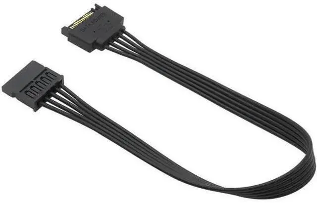 Alt view image 3 of 5 - SATA 15Pin Male to 15P Female Power Extension Cable HDD SSD Power Supply Cable SATA Power Cable 30CM