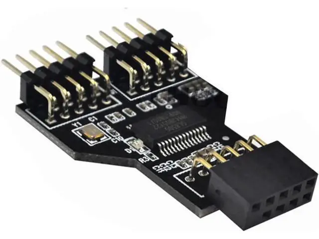 Alt view image 6 of 6 - 9 Pin USB Header Female 1 to 2 Male Board 9-Pin USB HUB USB 2.0 9 Pin Connector Adapter for RGB Splitter with 30cm 60cm Cable (with 30cm Cable,1 PCS)