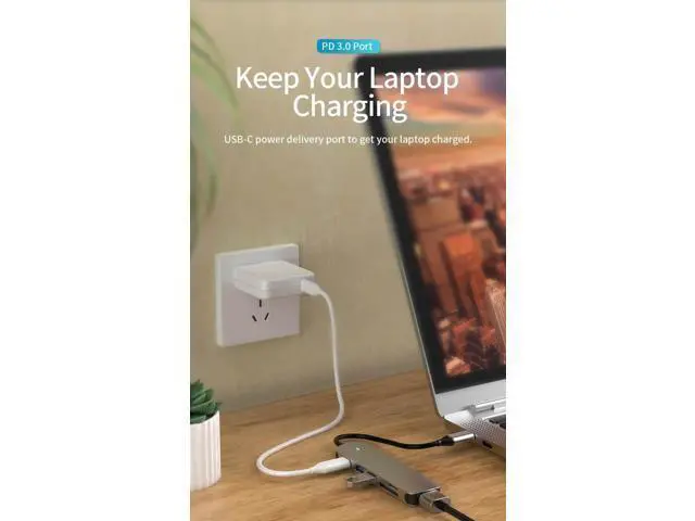 Alt view image 2 of 7 - USB C Hub,6 in 1 USB C Adapter,Type C Hub with 4K USB C to HDMI,USB 3.0, USB 2.0,SD/TF Card Reader,87W USB C PD Charging Thunderbolt 3 for MacBook Pro Air, Dell XPS 15,Google Chromebook Pixel