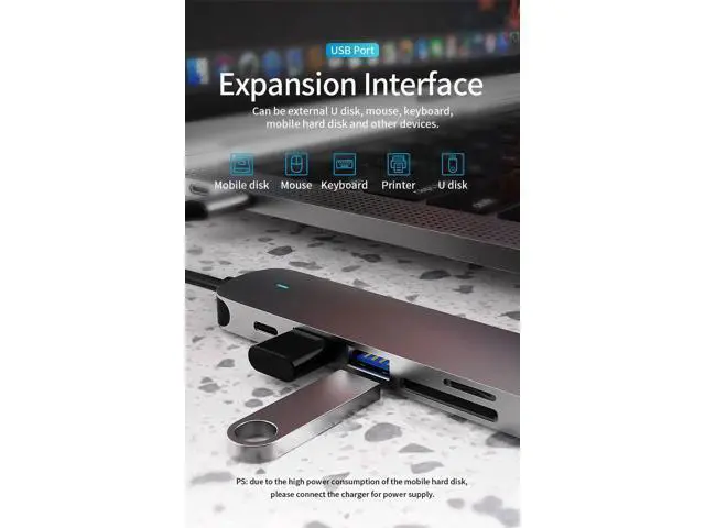 Alt view image 4 of 7 - USB C Hub,6 in 1 USB C Adapter,Type C Hub with 4K USB C to HDMI,USB 3.0, USB 2.0,SD/TF Card Reader,87W USB C PD Charging Thunderbolt 3 for MacBook Pro Air, Dell XPS 15,Google Chromebook Pixel