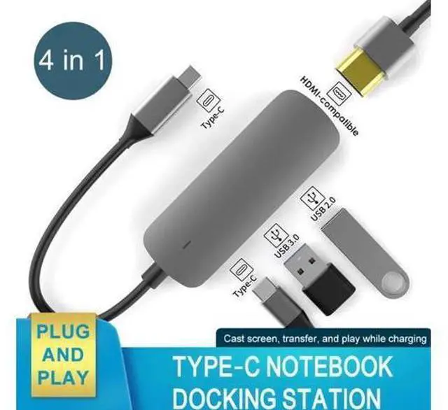 Main image of USB C Hub, 4 in 1 USB C Adapter, Type C Hub with 4K USB C to HDMI, USB 3.0, USB 2.0, 87W USB C PD Charging Thunderbolt 3 for MacBook Pro Air, Dell XPS 15, Google Chromebook Pixel