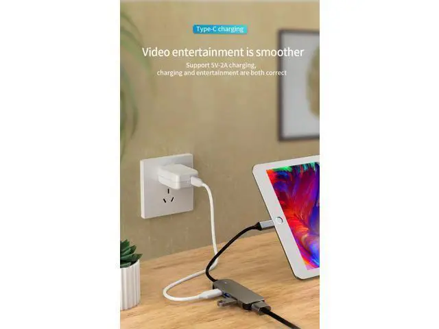 Alt view image 2 of 7 - USB C Hub, 4 in 1 USB C Adapter, Type C Hub with 4K USB C to HDMI, USB 3.0, USB 2.0, 87W USB C PD Charging Thunderbolt 3 for MacBook Pro Air, Dell XPS 15, Google Chromebook Pixel