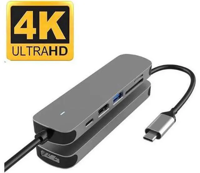 Main image of USB C Hub, 6 in 1 USB C Adapter, USB C Dongle with 4K to HDMI, 87W PD Charging Port, USB 3.0/2.0 Ports, SD Card Reader, USB-C Hub for MacBook Pro, iPad Pro, XPS More Type C Devices