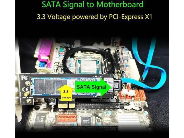 Alt view image 5 of 7 - PA09-SA M.2 NGFF SATA SSD Adapter - SATA I/II/III, Cable and Screws Included