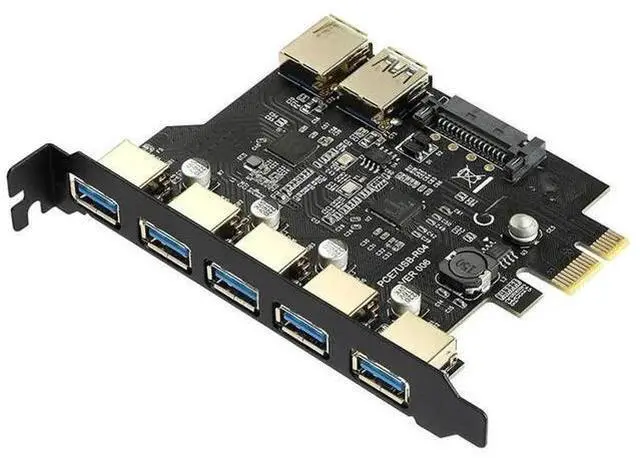 Main image of FOR 5/7 Port USB 3.0 PCI Express Expansion Card Adapter PCIE X1 to USB3.2 Gen1 5Gb 19Pin Header SATA/4Pin Power NEC D720201 Chip