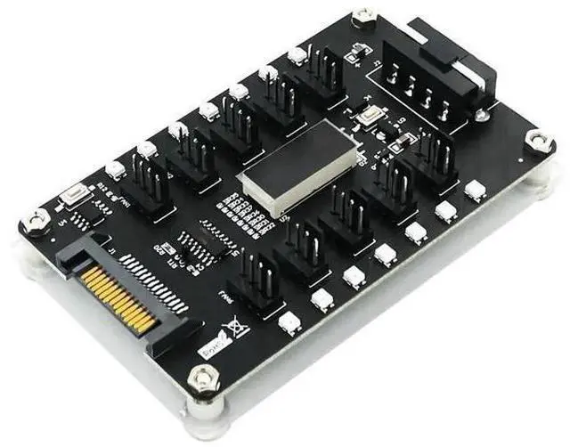Main image of FOR Fan Hub Motherboard 12V Power Supply Controller Adapter +LED Temperature 1 to 10pin 3/4Pin Fan to SATA 4Pin PWM Cooler Splitter