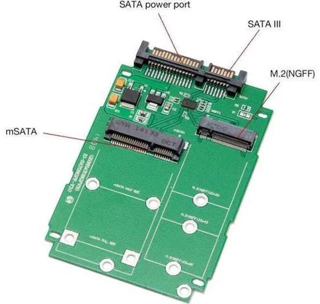 Main image of M.2 B-Key SATA or Mini-SATA mSATA SSD to SATA III 2.5 Adapter, Convert mSATA or M.2 SATA SSD to a 2.5" Drive PCI Mount SI-ADA50067