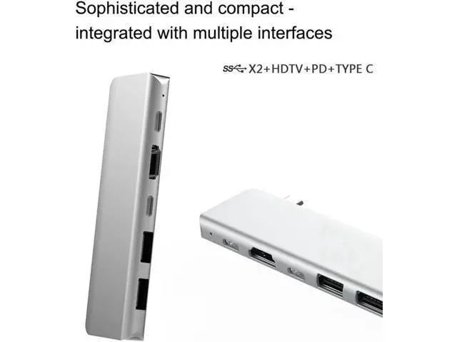 Alt view image 5 of 7 - 5 Ports USB Type C HUB USB-C to 4K 30Hz/60Hz HDMI USB TYPE-C Adapter Inline Version 5 in 1 Computer PC Laptop Splitter Aluminum Alloy