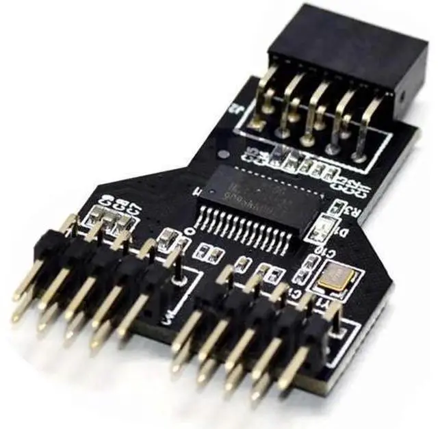 Main image of 9 Pin USB Header Female 1 to 2 Male Board 9-Pin USB HUB USB 2.0 9 Pin Connector Adapter for RGB Splitter with 30cm 60cm Cable (No Cable,1 PCS)