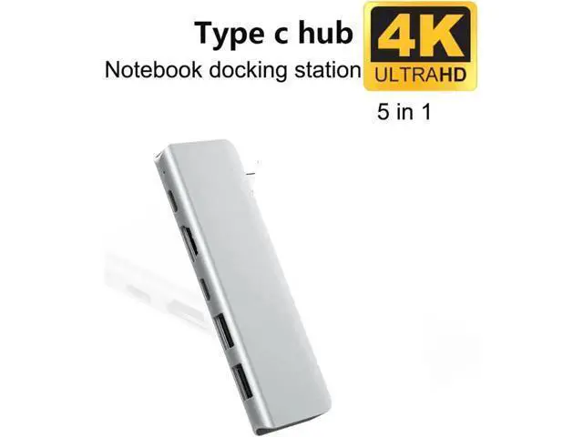 Alt view image 7 of 7 - 5 Ports USB Type C HUB USB-C to 4K 30Hz/60Hz HDMI USB TYPE-C Adapter Inline Version 5 in 1 Computer PC Laptop Splitter Aluminum Alloy