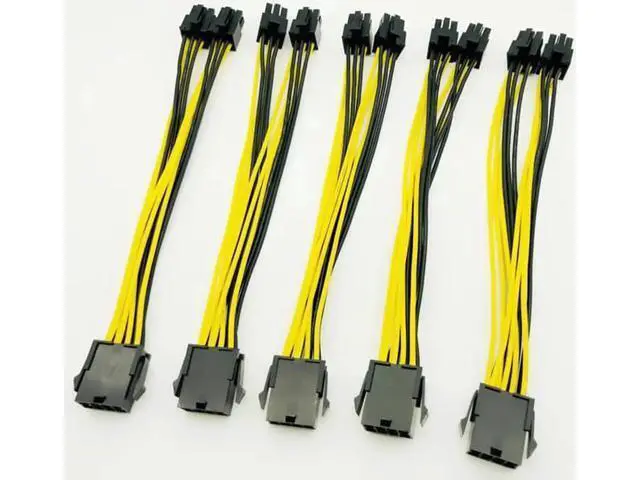 Alt view image 2 of 6 - 5pcs CPU 8Pin to Graphics Card Dual PCI-E PCIe 6Pin Power Supply Splitter Cable Cord Adapter 20cm Cable for Bitcoin Miner Mining