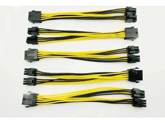 Alt view image 5 of 6 - 5pcs CPU 8Pin to Graphics Card Dual PCI-E PCIe 6Pin Power Supply Splitter Cable Cord Adapter 20cm Cable for Bitcoin Miner Mining