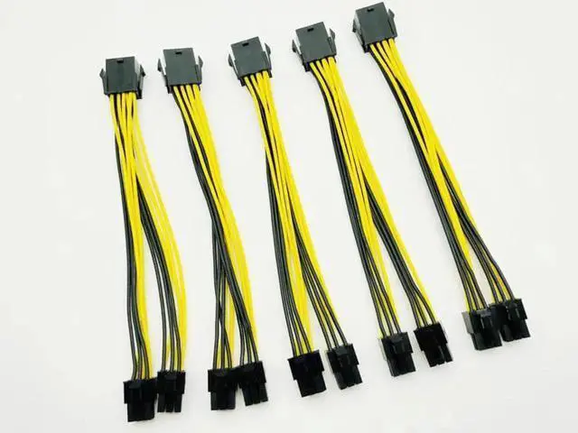 Alt view image 4 of 6 - 5pcs CPU 8Pin to Graphics Card Dual PCI-E PCIe 6Pin Power Supply Splitter Cable Cord Adapter 20cm Cable for Bitcoin Miner Mining