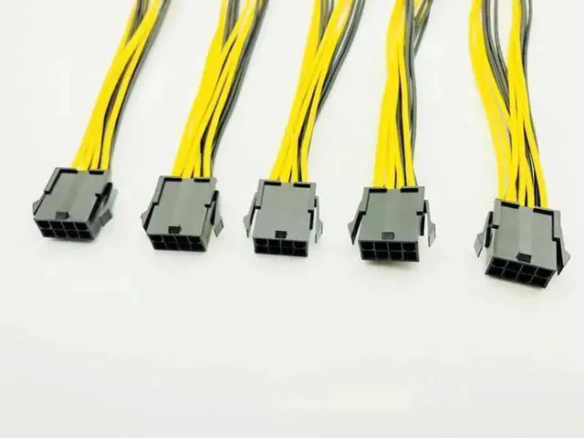 Alt view image 6 of 6 - 5pcs CPU 8Pin to Graphics Card Dual PCI-E PCIe 6Pin Power Supply Splitter Cable Cord Adapter 20cm Cable for Bitcoin Miner Mining