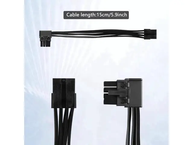 Alt view image 2 of 7 - 8-Pin Extension Cord PCIE 8 Pin Female to Right Angle Male PCIE Express Power Adapter Cable for Graphics Card 18AWG 15CM/5.9Inch (Right)