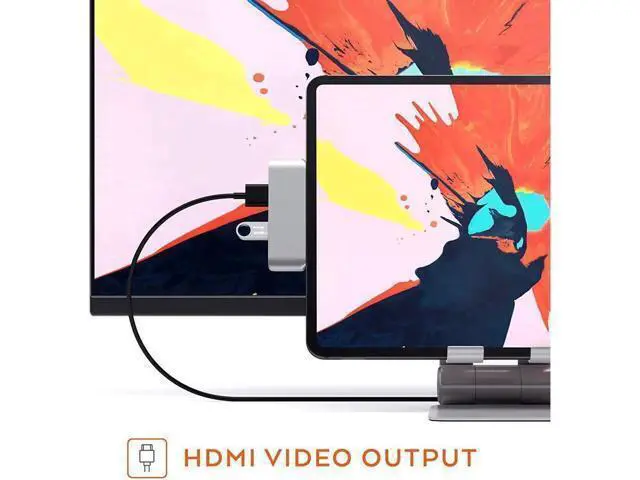 Alt view image 3 of 7 - USB Type-C Hub for 2018 iPad Pro and MacBook Pro, USB C Hub Adapter with USB-C PD Charging, 4K HDMI, USB 3.0 & 3.5 mm Headphone Jack, Silver