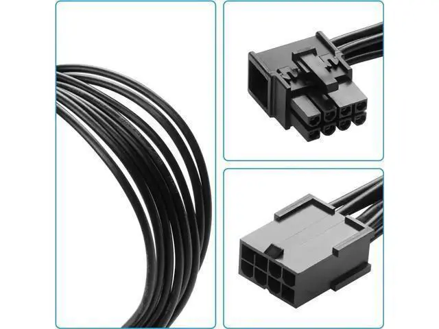 Alt view image 4 of 7 - 8-Pin Extension Cord PCIE 8 Pin Female to Right Angle Male PCIE Express Power Adapter Cable for Graphics Card 18AWG 15CM/5.9Inch (Right)