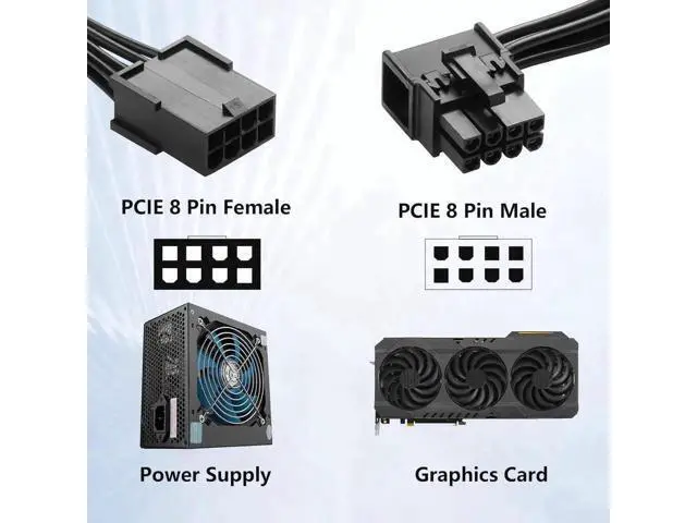 Alt view image 7 of 7 - 8-Pin Extension Cord PCIE 8 Pin Female to Right Angle Male PCIE Express Power Adapter Cable for Graphics Card 18AWG 15CM/5.9Inch (Right)